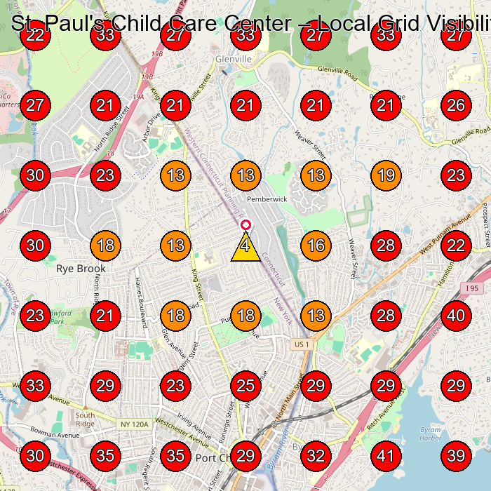 St. Paul's Child Care Center GeoGrid visibility map for Day Care Center in Purchase